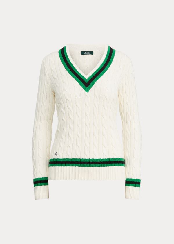 Ralph Lauren Bavlněné Cricket Svetrové Krém Zelene | tRNBAm7k