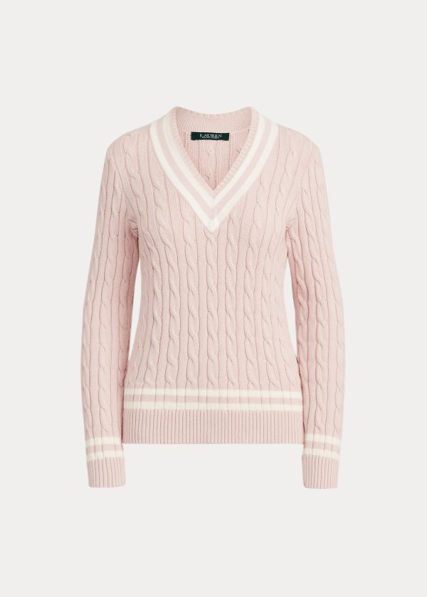 Ralph Lauren Bavlněné Cricket Svetrové Růžové Krém | 1tuKEB7a