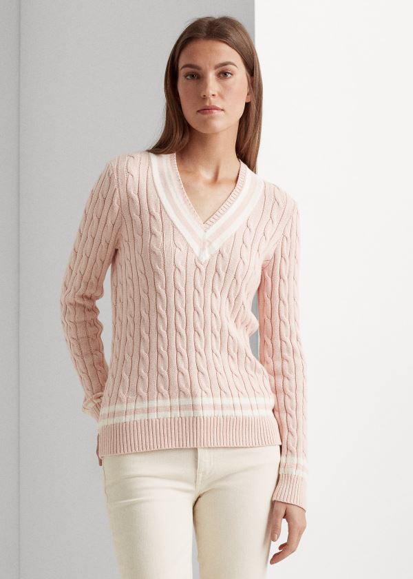 Ralph Lauren Bavlněné Cricket Svetrové Růžové Krém | 1tuKEB7a