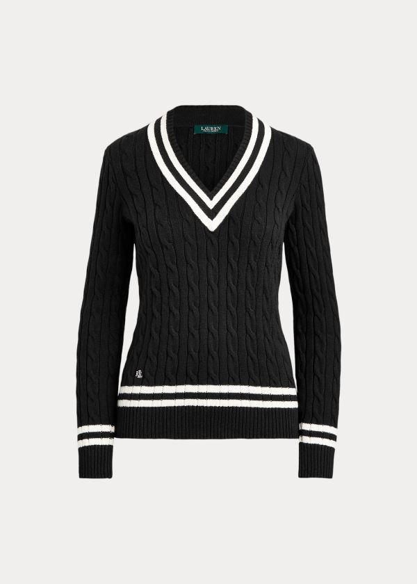 Ralph Lauren Bavlněné Cricket Svetrové Černé Krém | 1KR7GZ9x
