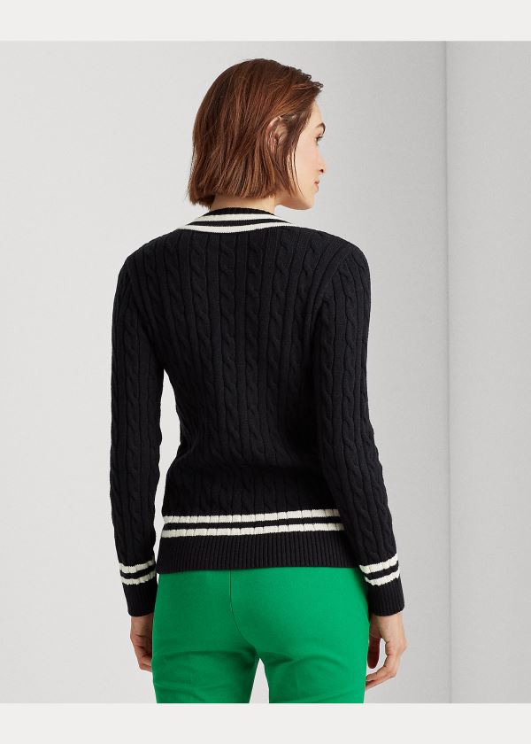 Ralph Lauren Bavlněné Cricket Svetrové Černé Krém | 1KR7GZ9x