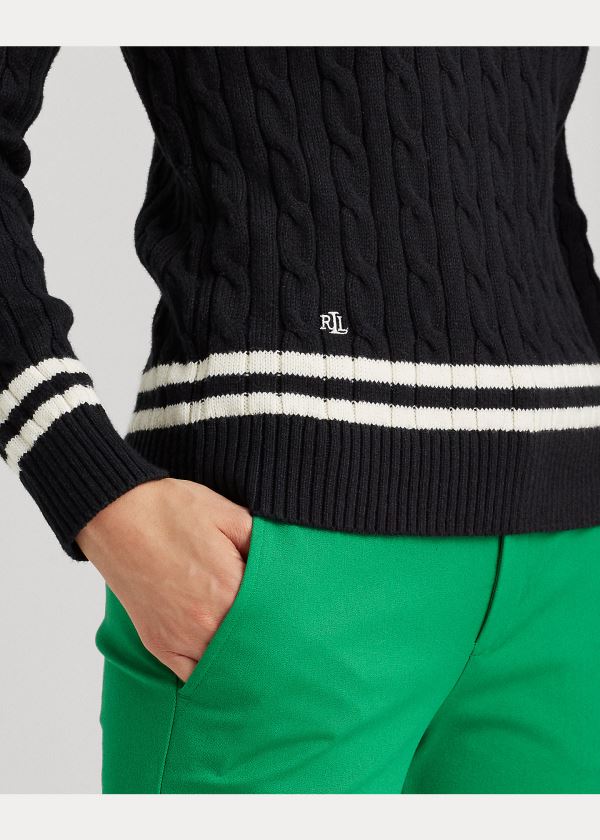 Ralph Lauren Bavlněné Cricket Svetrové Černé Krém | 1KR7GZ9x
