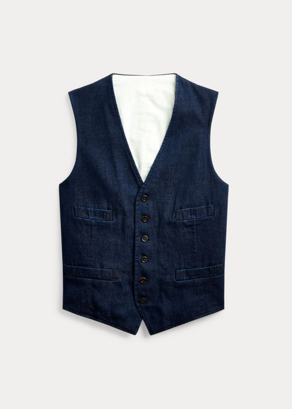 Ralph Lauren Bavlněné Denim Vest Indigo | oZstTO13
