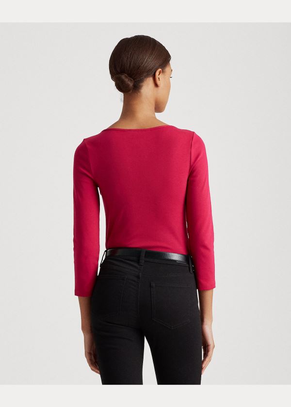 Ralph Lauren Bavlněné Elbow-Sleeve Top Světle Fuchsie | JWPJ5wF4