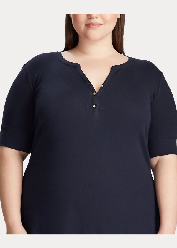Ralph Lauren Bavlněné Fit-and-Flare Šaty Tmavě Blankyt | D3EXu0AZ