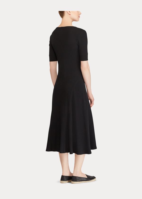 Ralph Lauren Bavlněné Fit-and-Flare Šaty Černé | b0E6mdm1