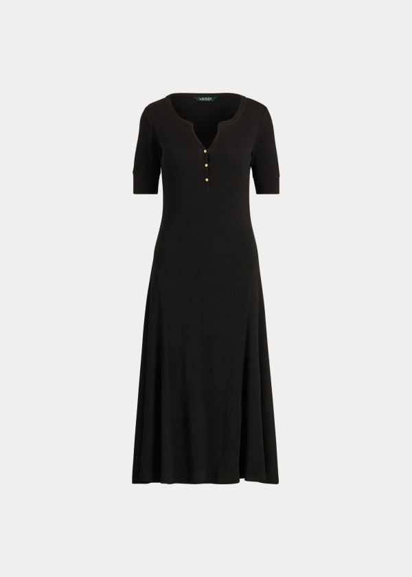 Ralph Lauren Bavlněné Fit-and-Flare Šaty Černé | b0E6mdm1