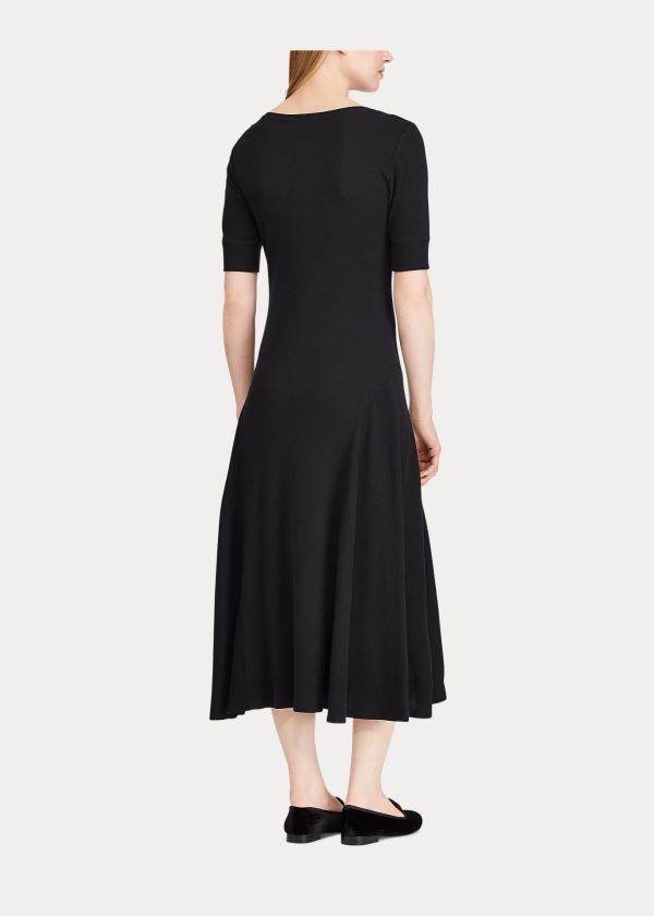 Ralph Lauren Bavlněné Fit-and-Flare Šaty Černé | maxfVmPU