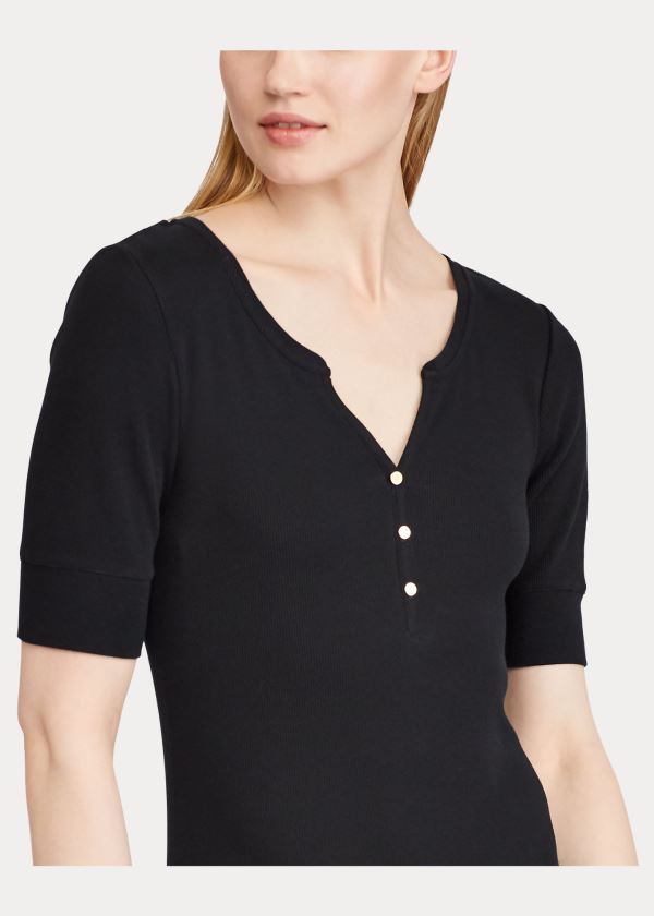Ralph Lauren Bavlněné Fit-and-Flare Šaty Černé | maxfVmPU