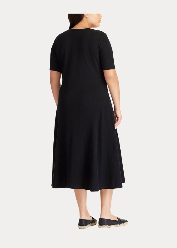 Ralph Lauren Bavlněné Fit-and-Flare Šaty Černé | yNlzuiss