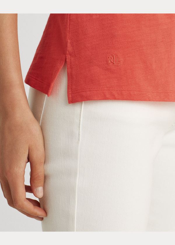 Ralph Lauren Bavlněné Flutter-Sleeve Tee Červené | dkEWJOSY