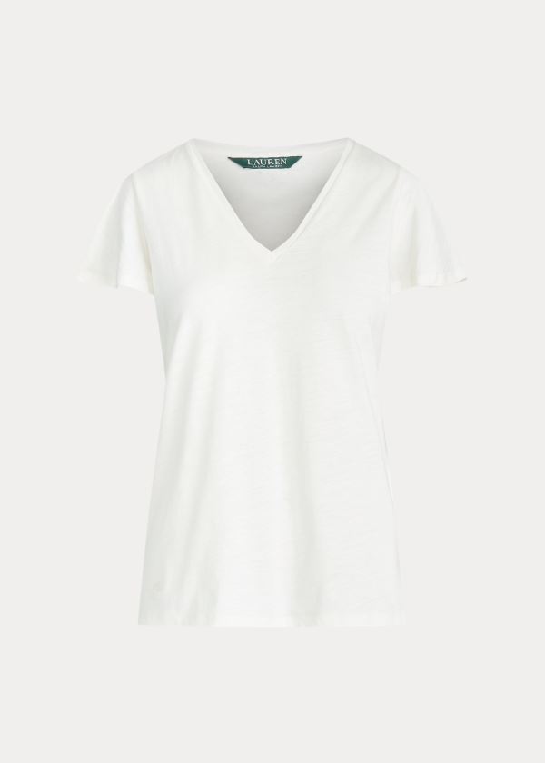 Ralph Lauren Bavlněné Flutter-Sleeve Tee Krém | svZFeLXZ