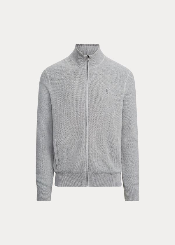 Ralph Lauren Bavlněné Full-Zip Svetrové Šedé | 5Ma5LRXu