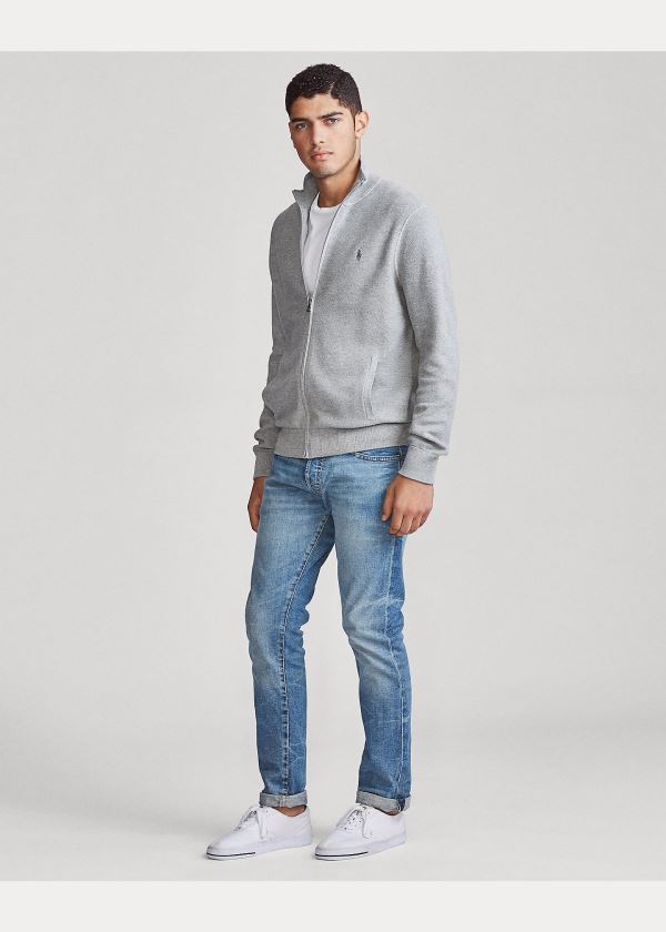 Ralph Lauren Bavlněné Full-Zip Svetrové Šedé | 5Ma5LRXu