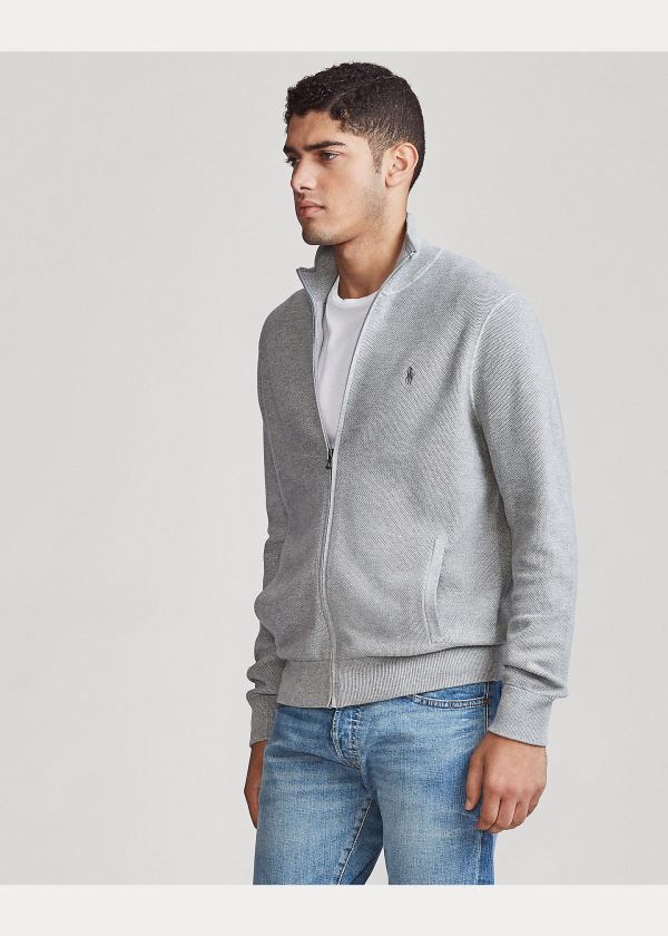 Ralph Lauren Bavlněné Full-Zip Svetrové Šedé | 5Ma5LRXu