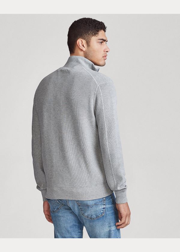 Ralph Lauren Bavlněné Full-Zip Svetrové Šedé | 5Ma5LRXu