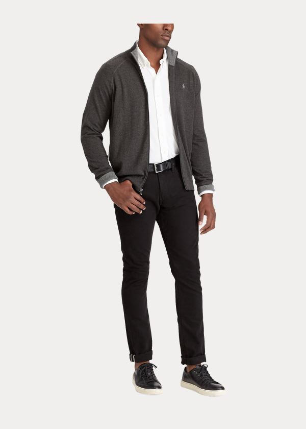 Ralph Lauren Bavlněné Full-Zip Svetrové Tmavě Šedé | 75mzuzVP