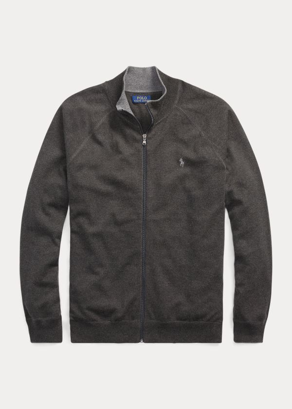Ralph Lauren Bavlněné Full-Zip Svetrové Tmavě Šedé | 75mzuzVP