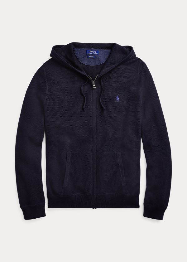 Ralph Lauren Bavlněné Full-Zip Svetrové Tmavě Blankyt | ISg62YAF