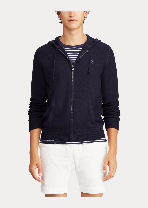 Ralph Lauren Bavlněné Full-Zip Svetrové Tmavě Blankyt | ISg62YAF
