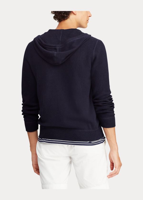 Ralph Lauren Bavlněné Full-Zip Svetrové Tmavě Blankyt | ISg62YAF