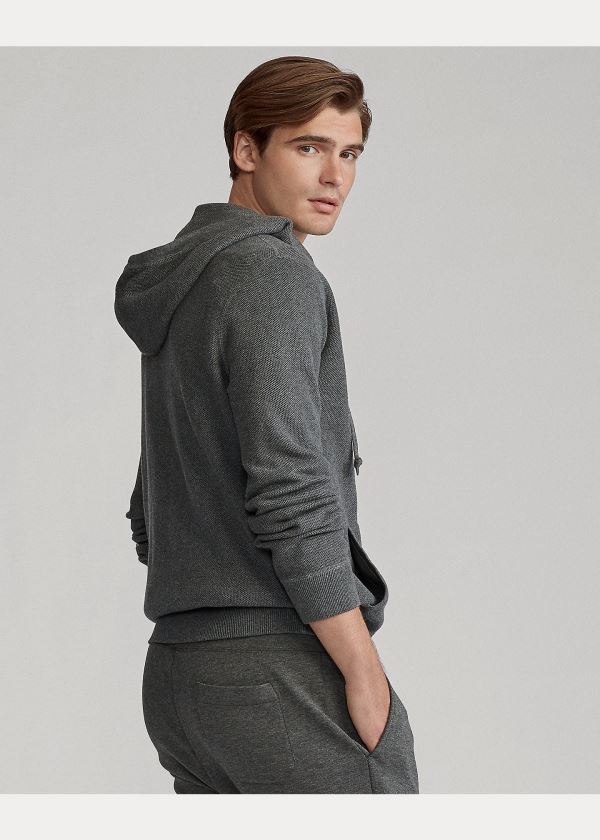 Ralph Lauren Bavlněné Full-Zip Svetrové Tmavě Šedé | N2jqwUZ4