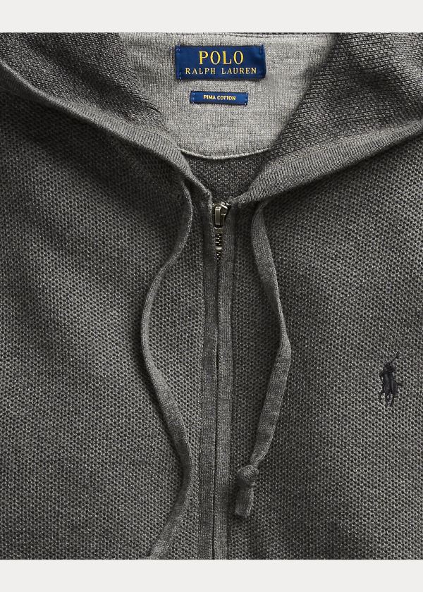 Ralph Lauren Bavlněné Full-Zip Svetrové Tmavě Šedé | N2jqwUZ4