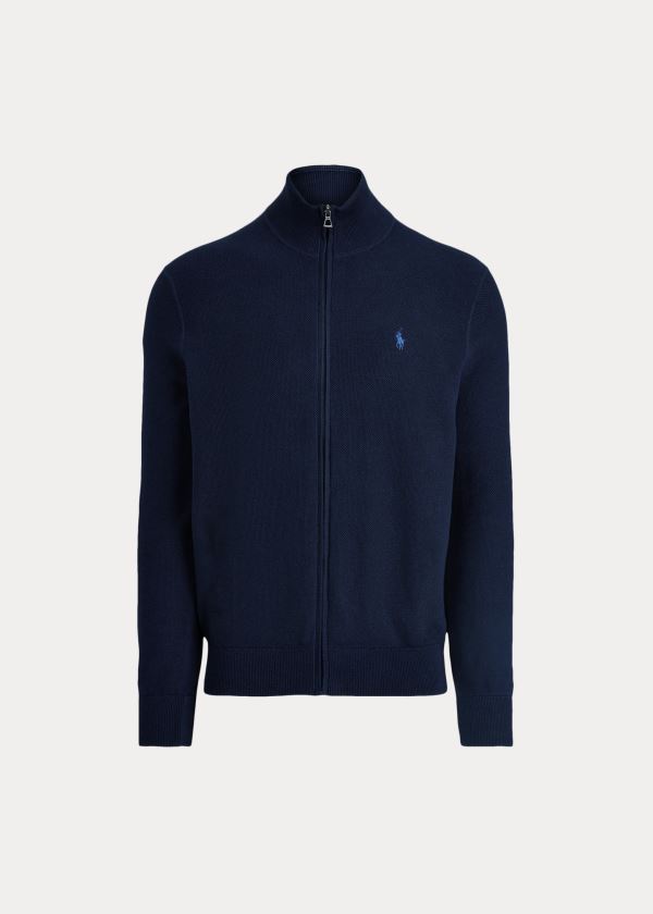 Ralph Lauren Bavlněné Full-Zip Svetrové Tmavě Blankyt | Xzuhr35a