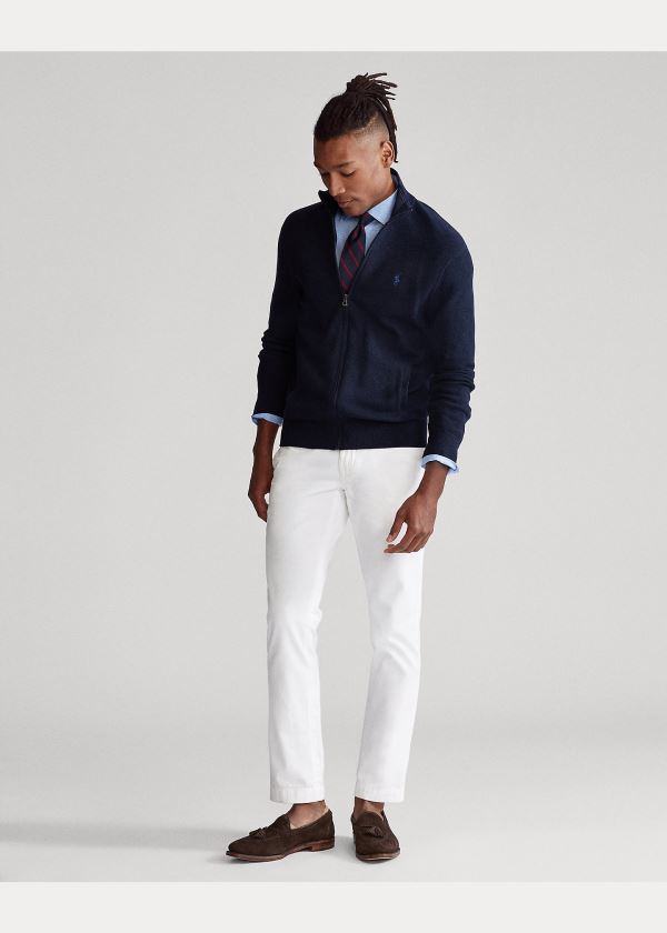 Ralph Lauren Bavlněné Full-Zip Svetrové Tmavě Blankyt | Xzuhr35a