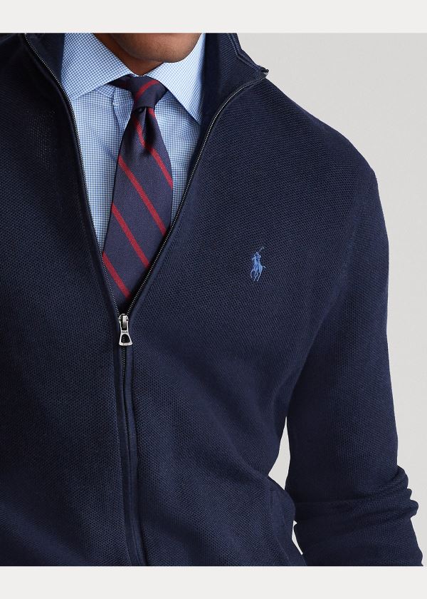 Ralph Lauren Bavlněné Full-Zip Svetrové Tmavě Blankyt | Xzuhr35a
