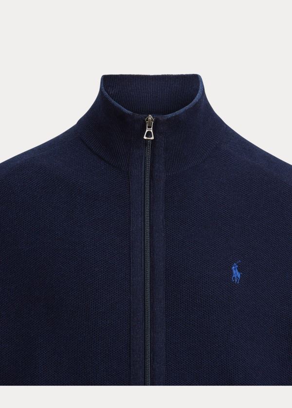 Ralph Lauren Bavlněné Full-Zip Svetrové Tmavě Blankyt | Xzuhr35a