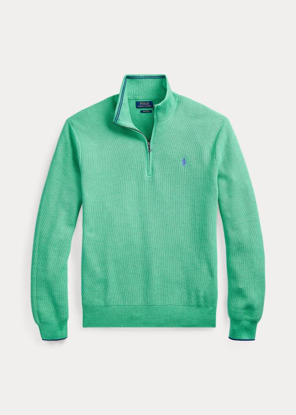 Ralph Lauren Bavlněné Half-Zip Svetrové Zelene | EUaqnyBU
