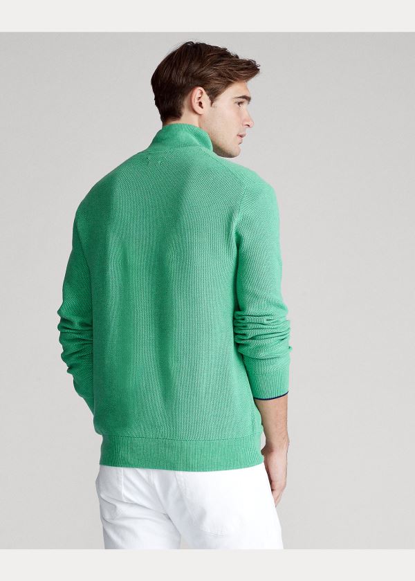 Ralph Lauren Bavlněné Half-Zip Svetrové Zelene | EUaqnyBU