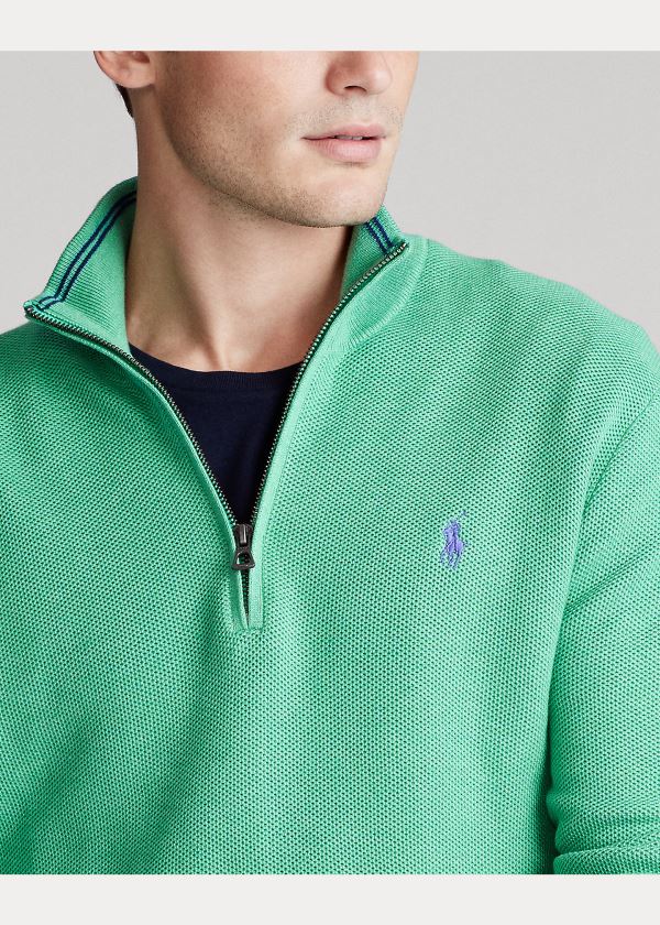 Ralph Lauren Bavlněné Half-Zip Svetrové Zelene | EUaqnyBU