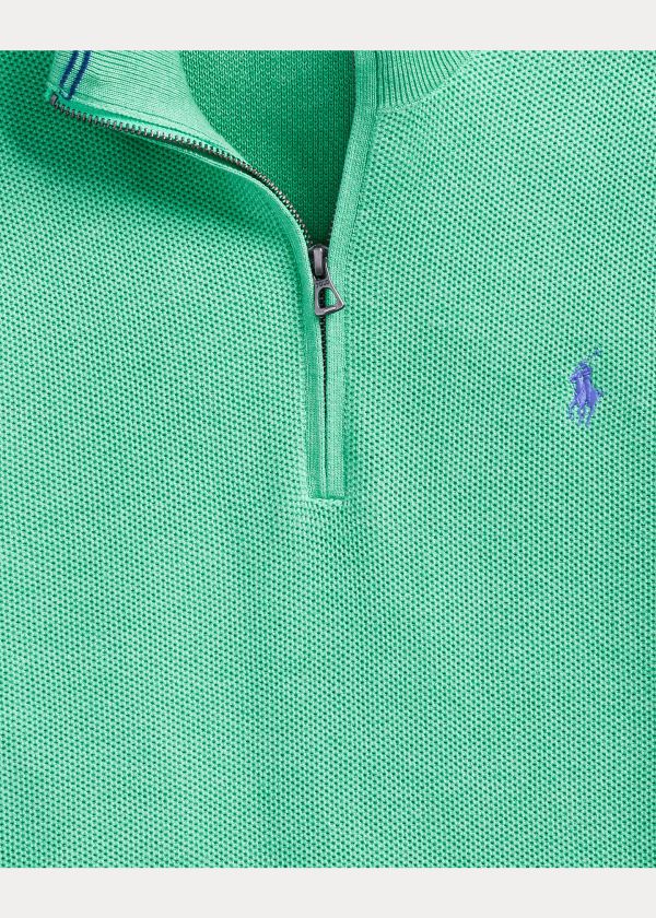Ralph Lauren Bavlněné Half-Zip Svetrové Zelene | EUaqnyBU