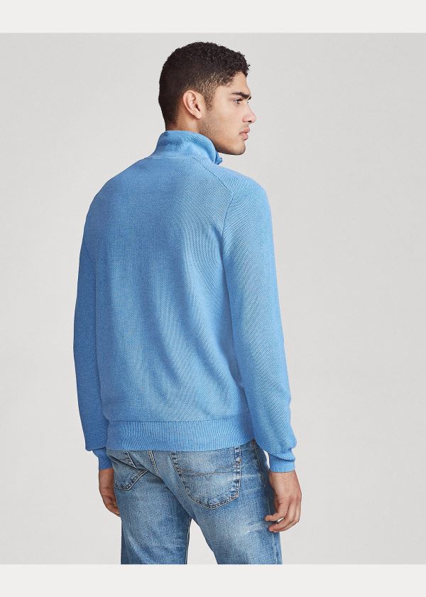 Ralph Lauren Bavlněné Half-Zip Svetrové Královská Modrá Blankyt | HjliM2SM