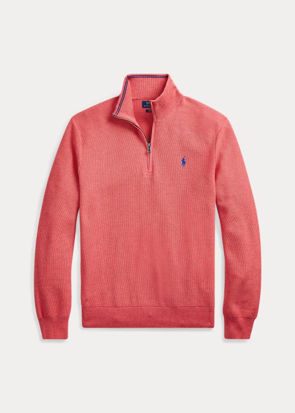 Ralph Lauren Bavlněné Half-Zip Svetrové Koralove | SSvksbGZ