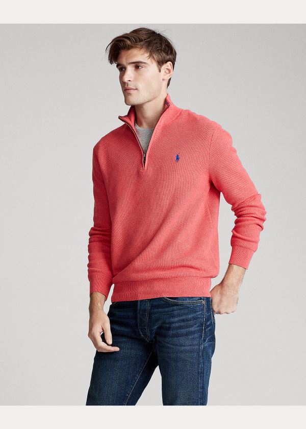 Ralph Lauren Bavlněné Half-Zip Svetrové Koralove | SSvksbGZ