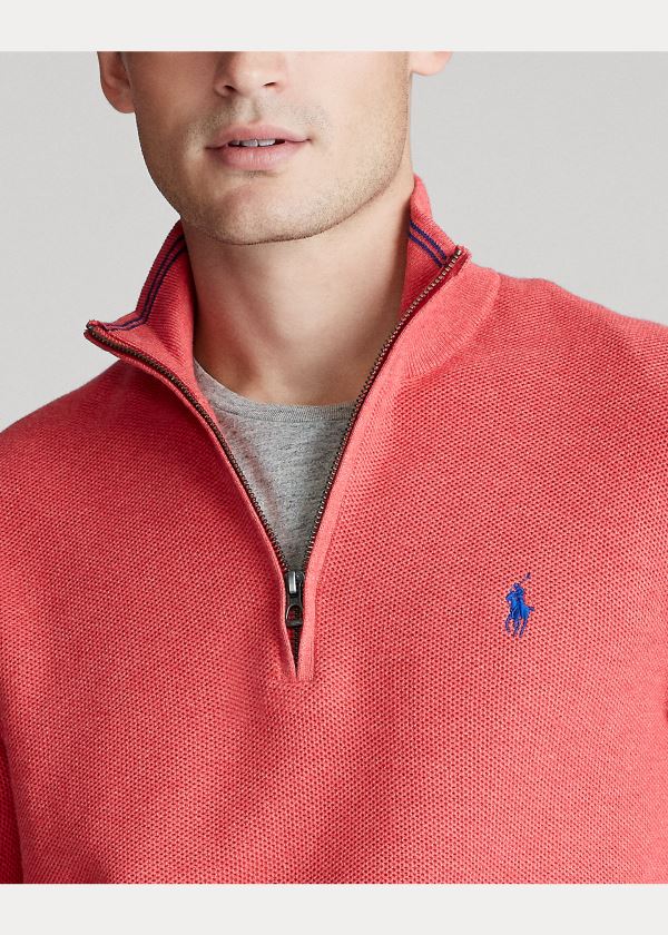 Ralph Lauren Bavlněné Half-Zip Svetrové Koralove | SSvksbGZ