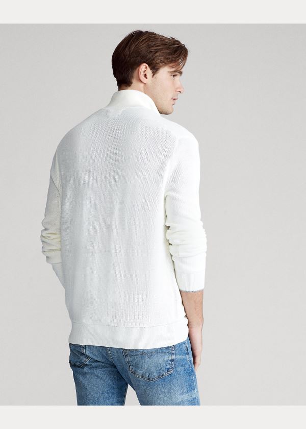 Ralph Lauren Bavlněné Half-Zip Svetrové Bílé | b4MpDGnQ