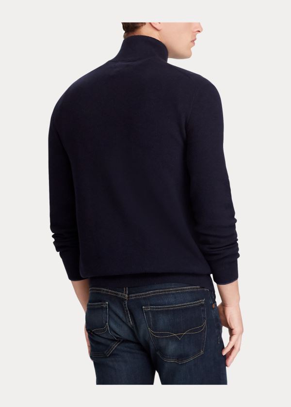 Ralph Lauren Bavlněné Half-Zip Svetrové Tmavě Blankyt | bnh8ZrPJ
