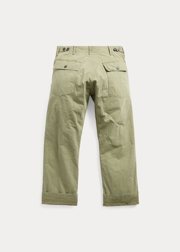 Ralph Lauren Bavlněné Herringbone Pant Olivy Zelené | HfzjrwTN