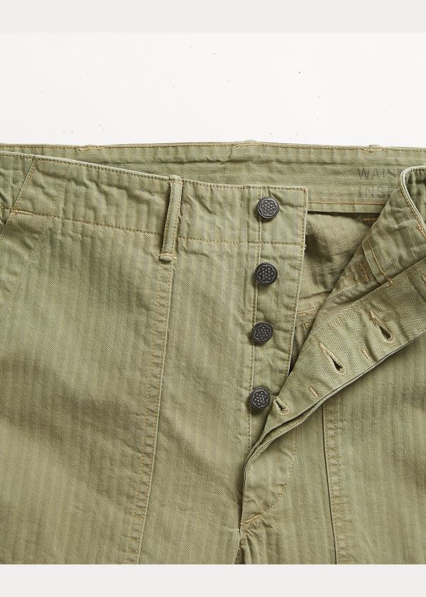 Ralph Lauren Bavlněné Herringbone Pant Olivy Zelené | HfzjrwTN