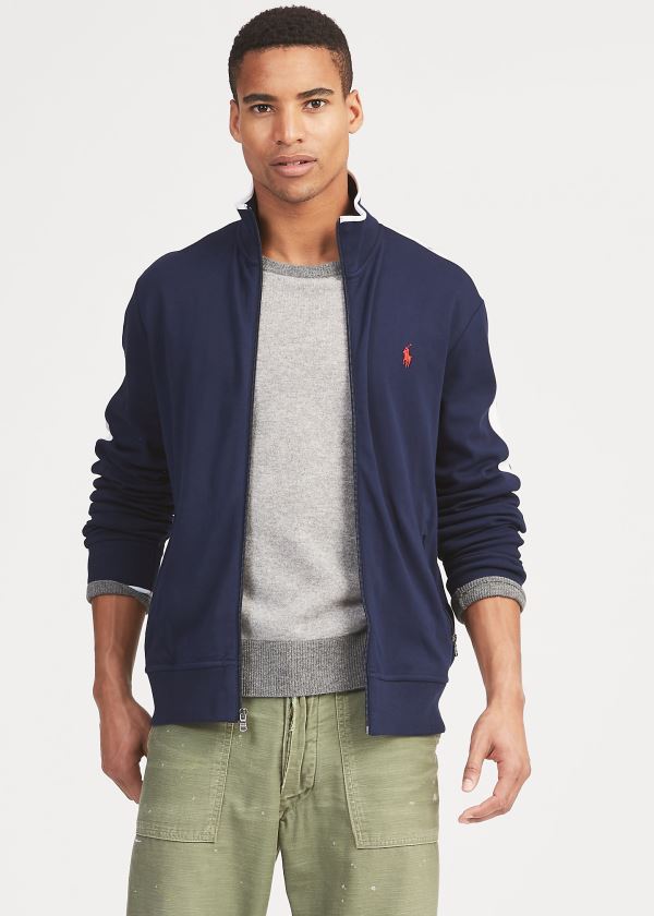 Ralph Lauren Bavlněné Interlock Track Jacket Tmavě Blankyt | IwqeLyz0