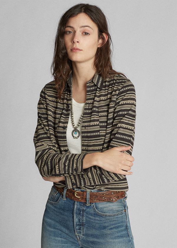 Ralph Lauren Bavlněné Jacquard Workshirt Hnědé Viacfarebný | CiIwyze0