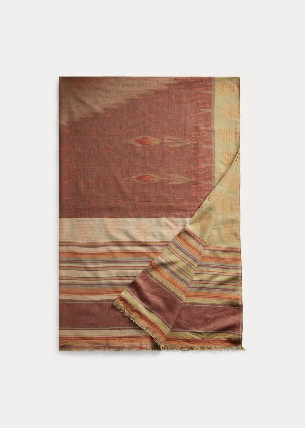 Ralph Lauren Bavlněné Jacquard Wrap Scarf Červené Krém Viacfarebný | WLa05AKK