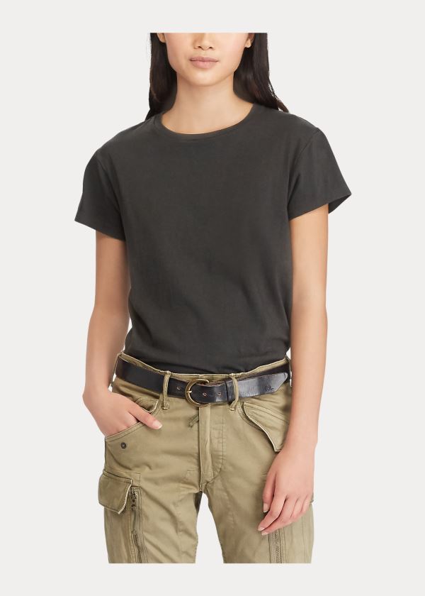 Ralph Lauren Bavlněné Jersey Crewneck T-Shirt Černé | 2x6YhyXR