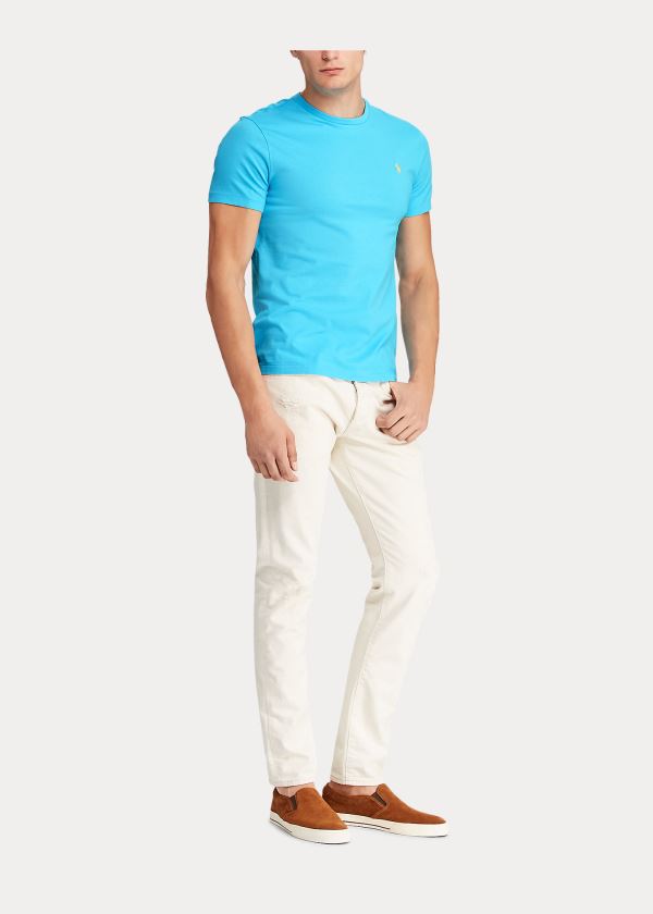 Ralph Lauren Bavlněné Jersey Crewneck T-Shirt Blankyt | CVP8lb8y