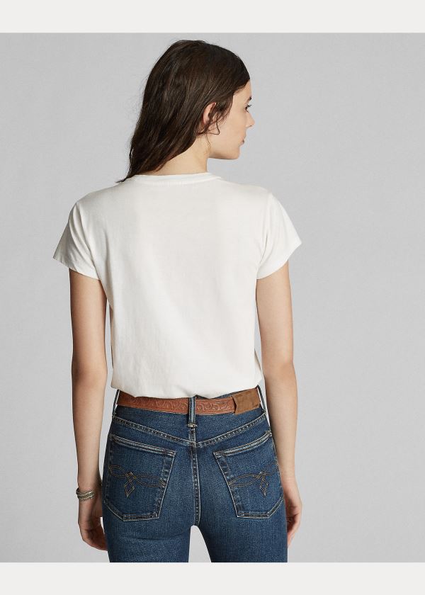 Ralph Lauren Bavlněné Jersey Crewneck T-Shirt Bílé | LIKtSeHs