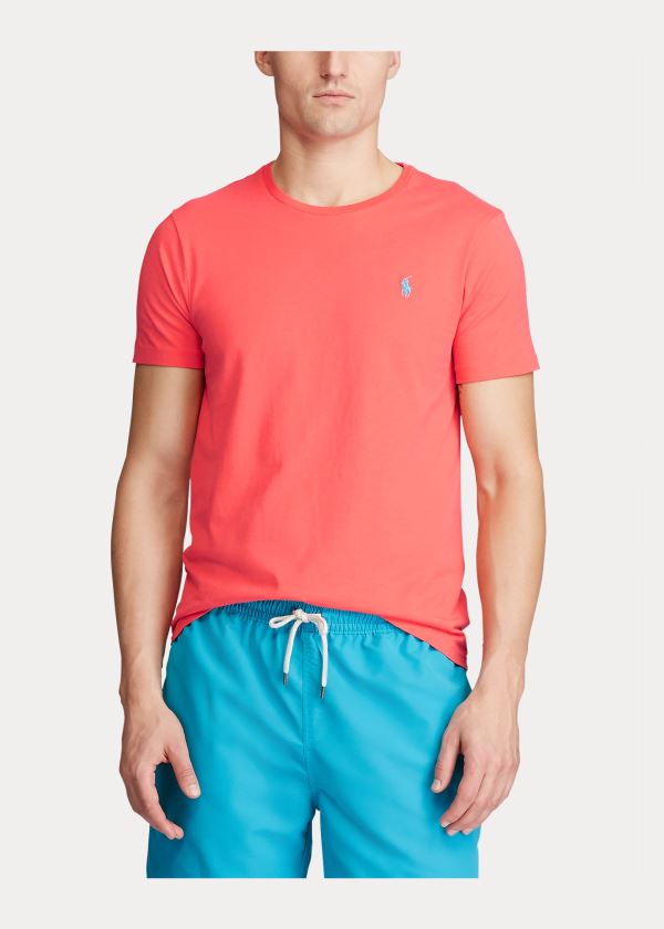 Ralph Lauren Bavlněné Jersey Crewneck T-Shirt Červené | OQuhw2kN